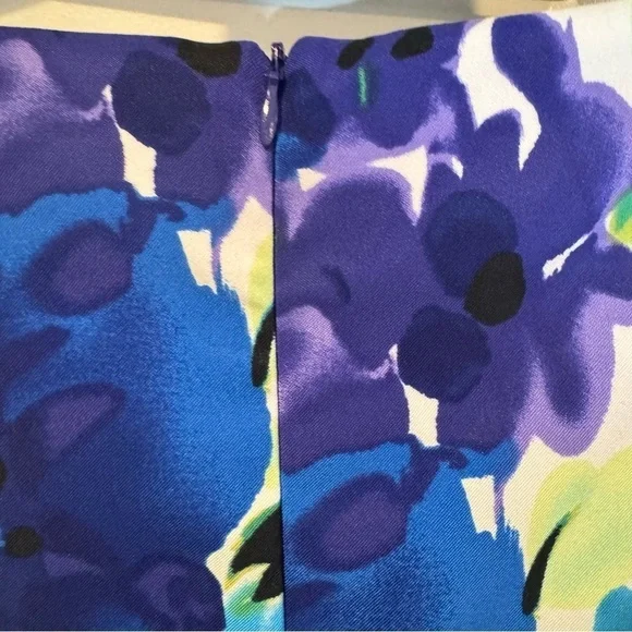 DressBarn Blue Purple Green Floral Shift Dress Size 16 - Picture 9 of 11